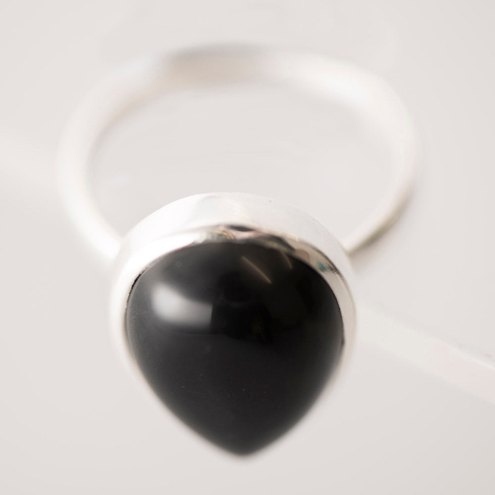 Black Onyx Teardrop Ring - Karma Living