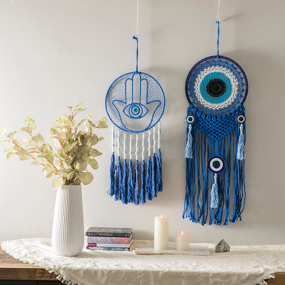 Evil Eye Wall Hanging Blue & White 100x32cm