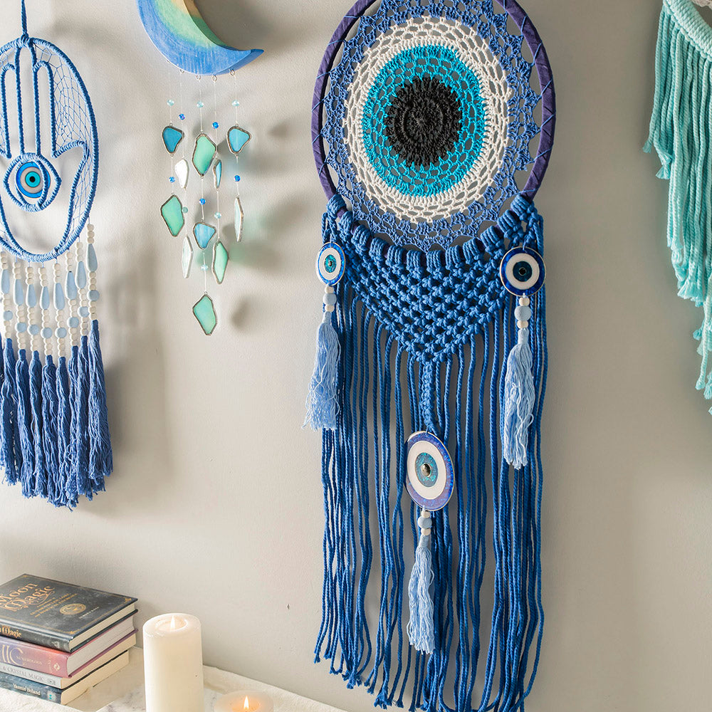 Evil Eye Wall Hanging Blue & White 100x32cm