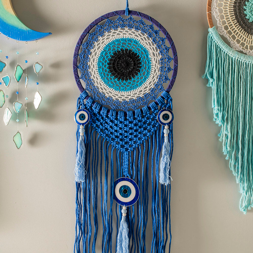 Evil Eye Wall Hanging Blue & White 100x32cm