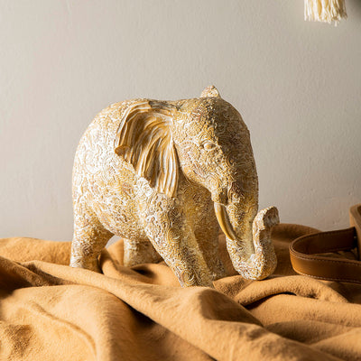 Elephant Statue Paisley Natural & Brown 24.5x34cm