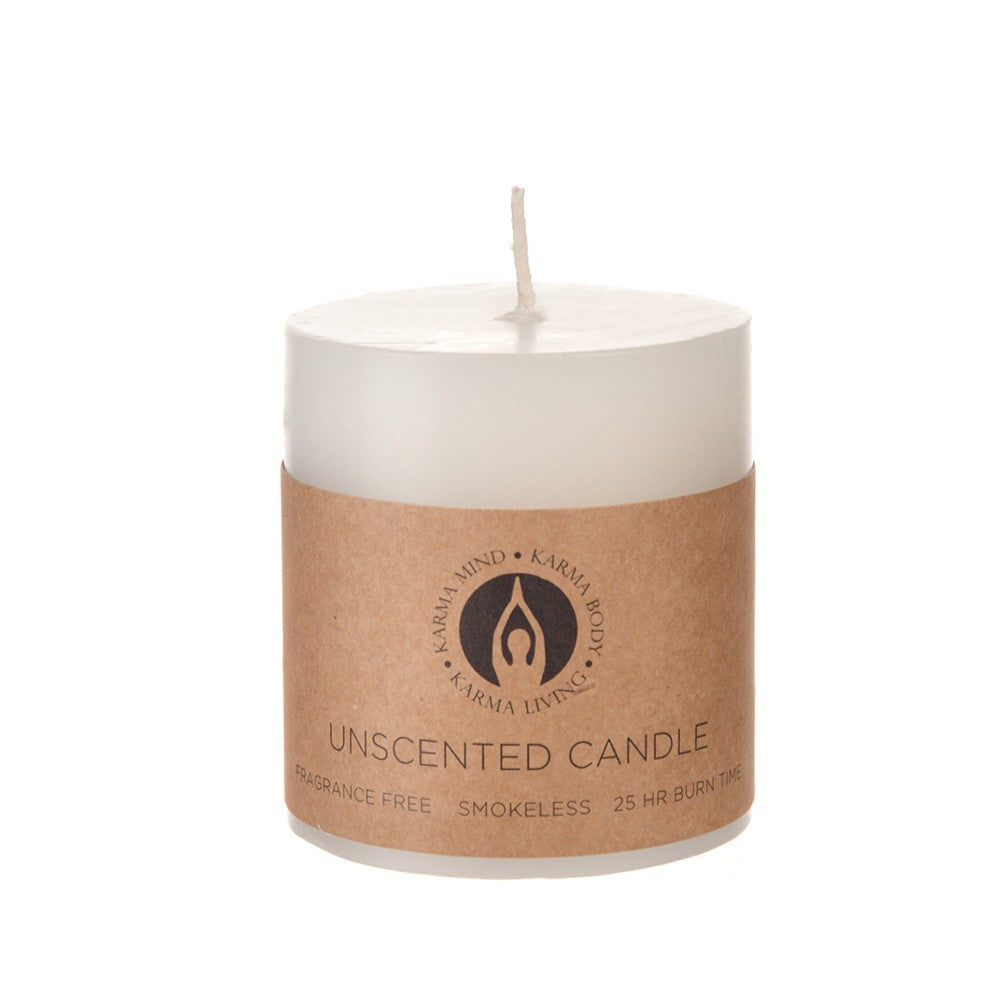 UNSCENTED CANDLE Pillar White 7x7.5cm - Karma Living