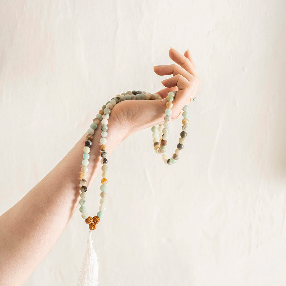 Amazonite 108 Mala Bead Necklace - Karma Living