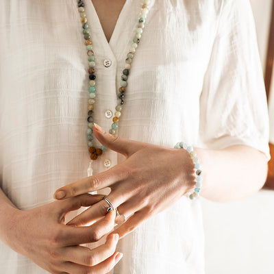 Amazonite 108 Mala Bead Necklace - Karma Living