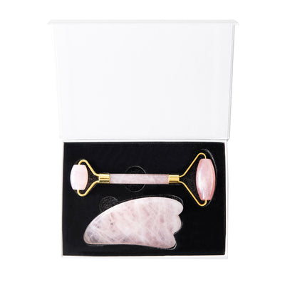 Rose Quartz Massage Roller & Gua Sha Tool Gift Set - Karma Living