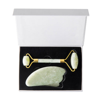 Jade Massage Roller & Gua Sha Tool Gift Set - Karma Living