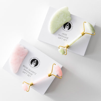 Rose Quartz Massage Roller & Gua Sha Tool Gift Set - Karma Living