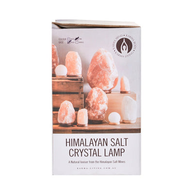 White Himalayan Salt Lamp Wood Base 2-4kg - Karma Living